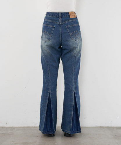 【CIAN DENIM/藍色牛仔布】褶皺喇叭牛仔褲#101