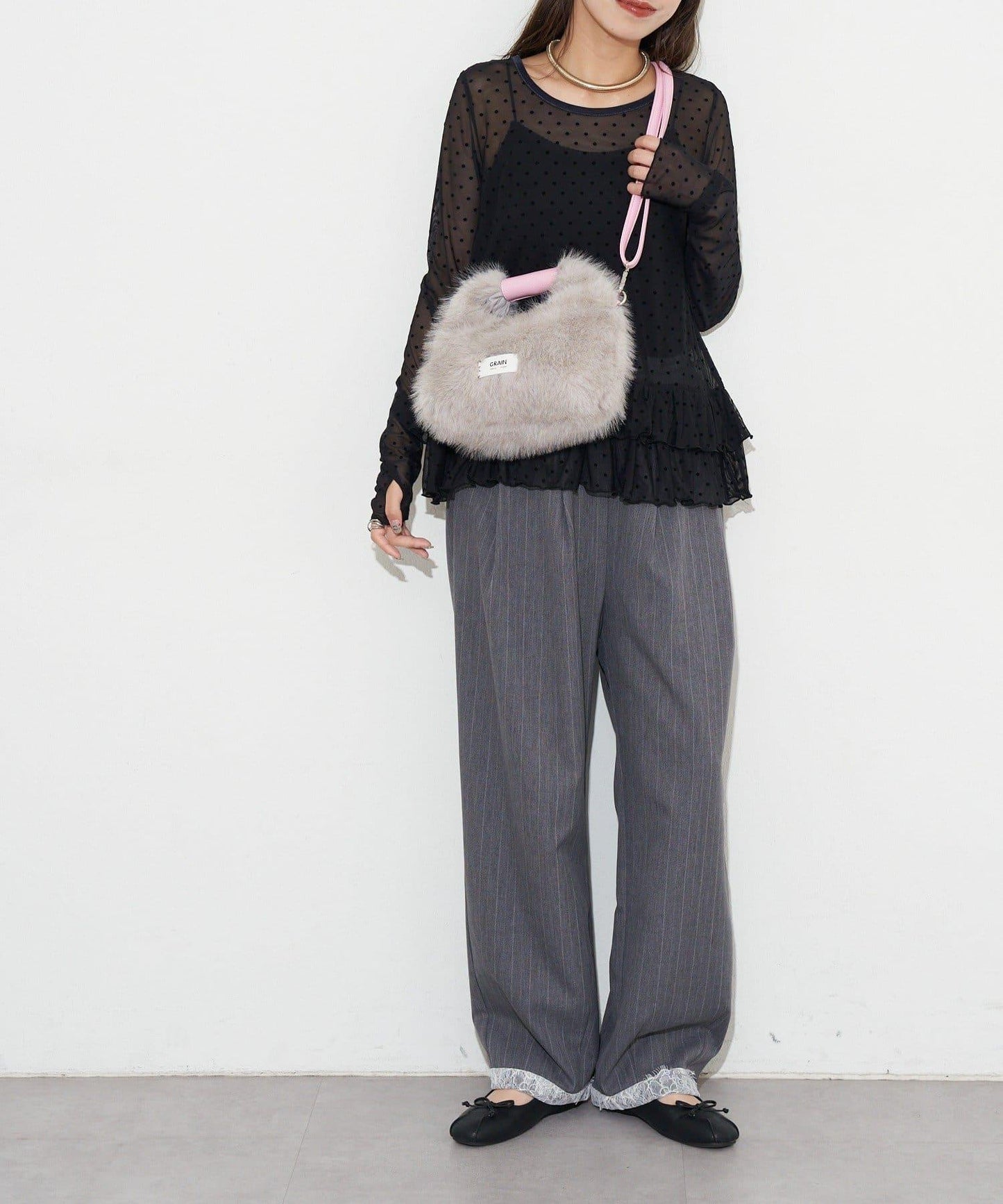 【GRAIN/穀物】2WAY迷你仿毛手提包