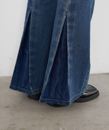 【CIAN DENIM/藍色牛仔布】褶皺喇叭牛仔褲#101