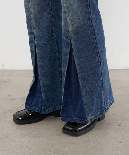 【CIAN DENIM/藍色牛仔布】褶皺喇叭牛仔褲#101