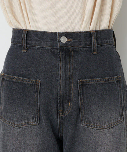 【CIAN DENIM/藍色牛仔布】分裂式前開衩寬鬆牛仔褲#002