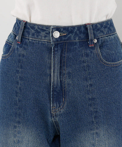 【CIAN DENIM/藍色牛仔布】褶皺喇叭牛仔褲#101