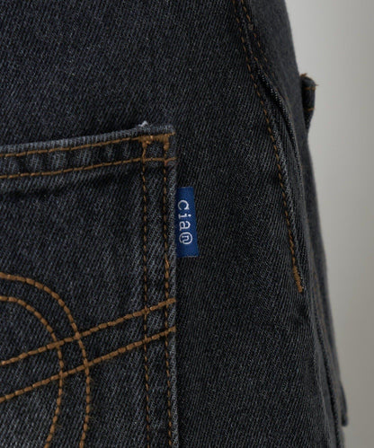 【CIAN DENIM/藍色牛仔布】分裂式前開衩寬鬆牛仔褲#002