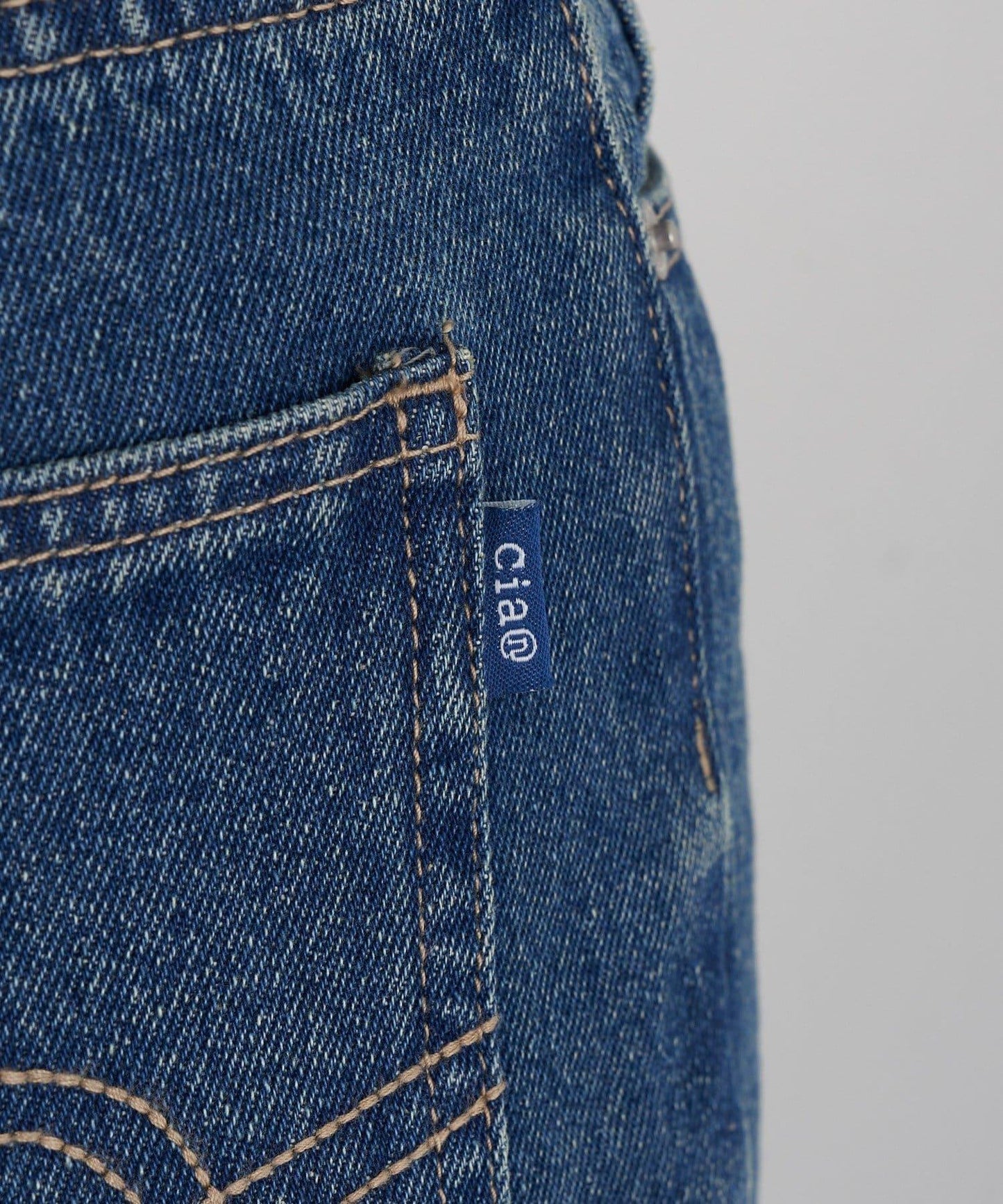 【CIAN DENIM/藍色牛仔布】褶皺喇叭牛仔褲#101