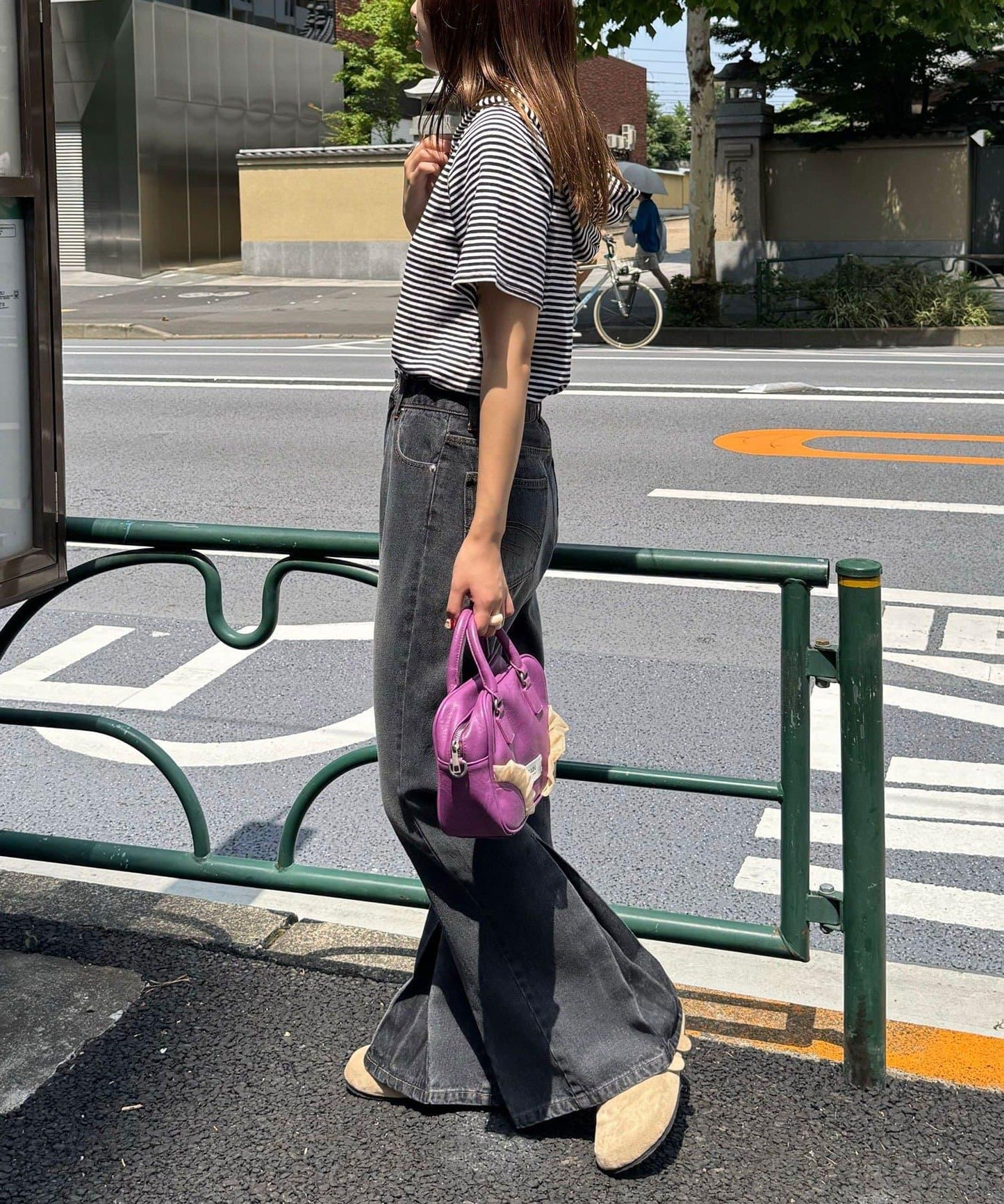 【CIAN DENIM/藍色牛仔布】褶皺喇叭牛仔褲#101