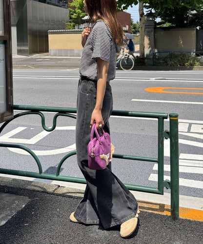 【CIAN DENIM/藍色牛仔布】褶皺喇叭牛仔褲#101