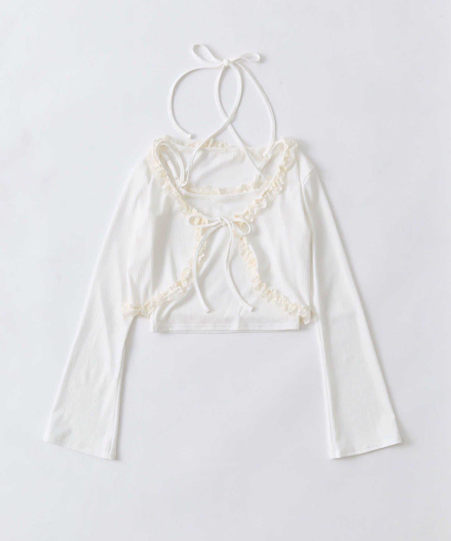 蕾絲荷葉邊短外套套裝