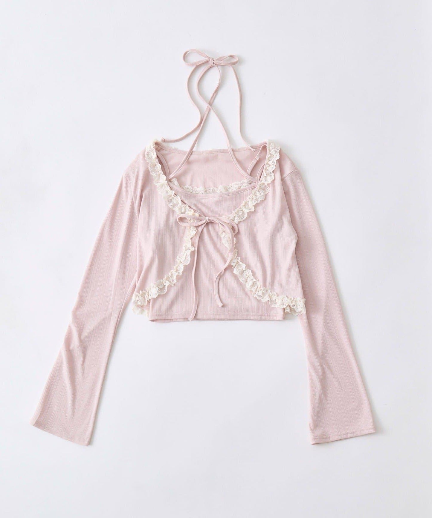 蕾絲荷葉邊短外套套裝