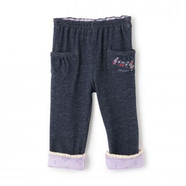 褲腳翻邊牛仔風針織斜紋長褲