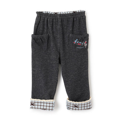 褲腳翻邊牛仔風針織斜紋長褲