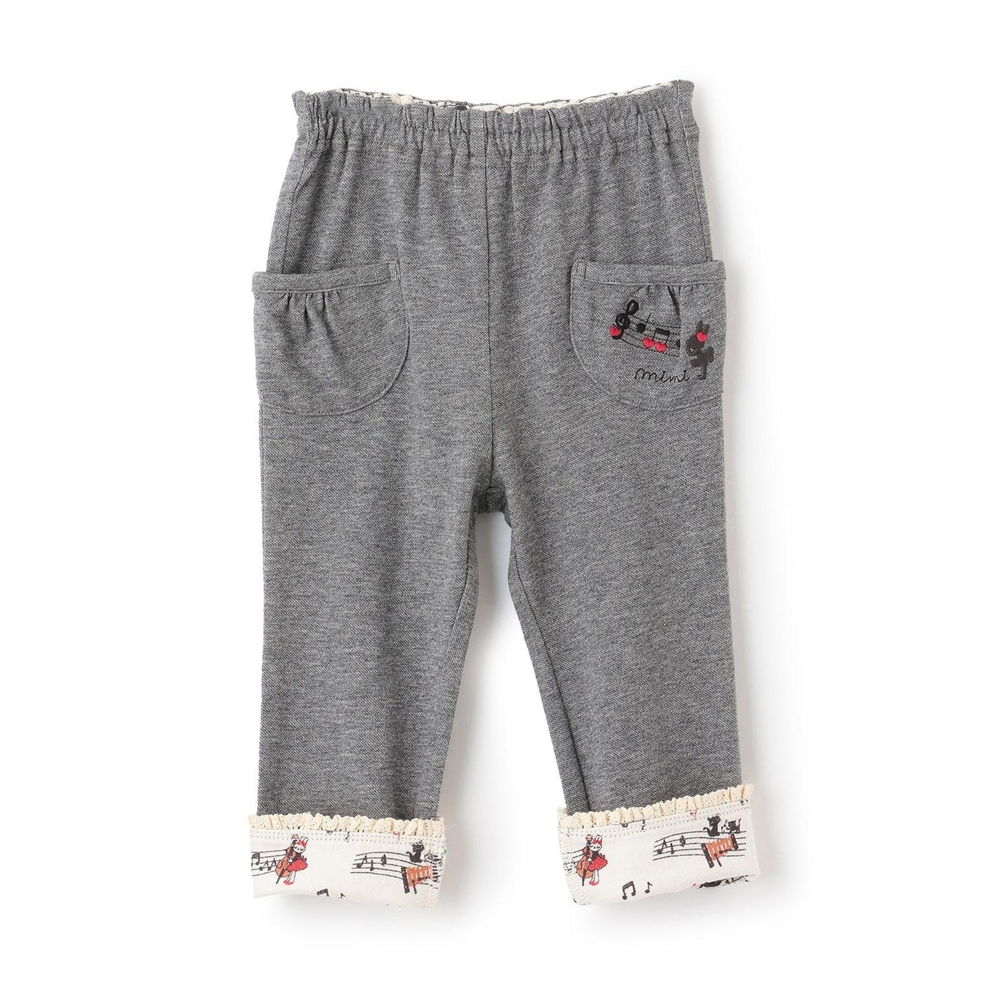 褲腳翻邊牛仔風針織斜紋長褲