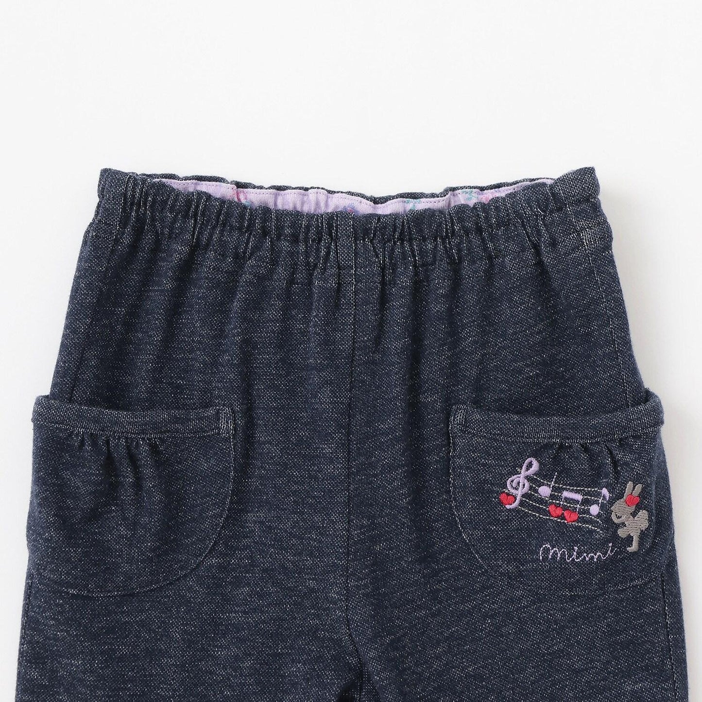 褲腳翻邊牛仔風針織斜紋長褲