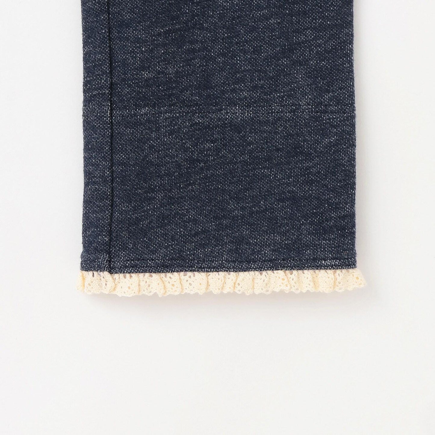 褲腳翻邊牛仔風針織斜紋長褲