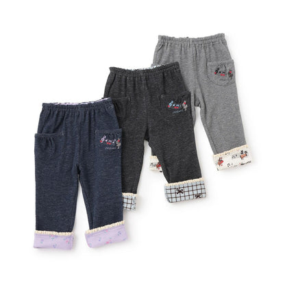 褲腳翻邊牛仔風針織斜紋長褲