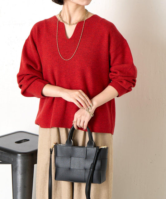 卡夫領編織V領毛衣