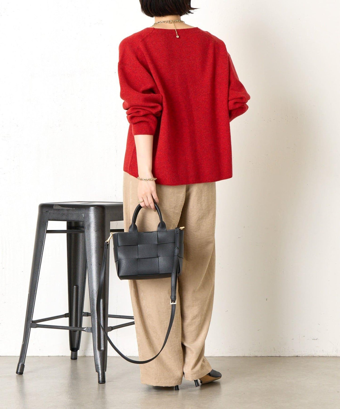 卡夫領編織V領毛衣