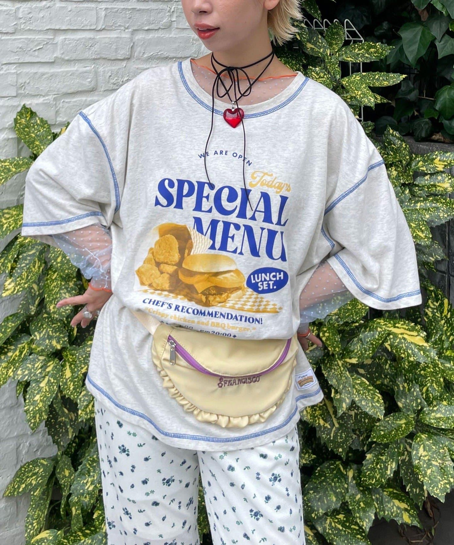 【HELLO.SANFRANCISCO/你好，舊金山】配色拼接咖啡館菜單T恤