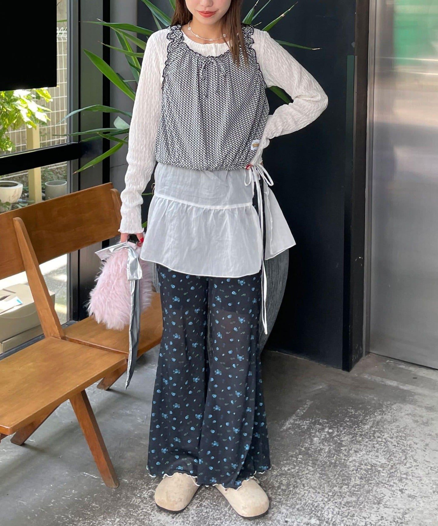 【HELLO.SANFRANCISCO/哈羅舊金山】花色絨布印花喇叭褲