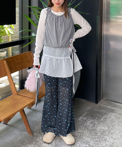 【HELLO.SANFRANCISCO/哈羅舊金山】花色絨布印花喇叭褲