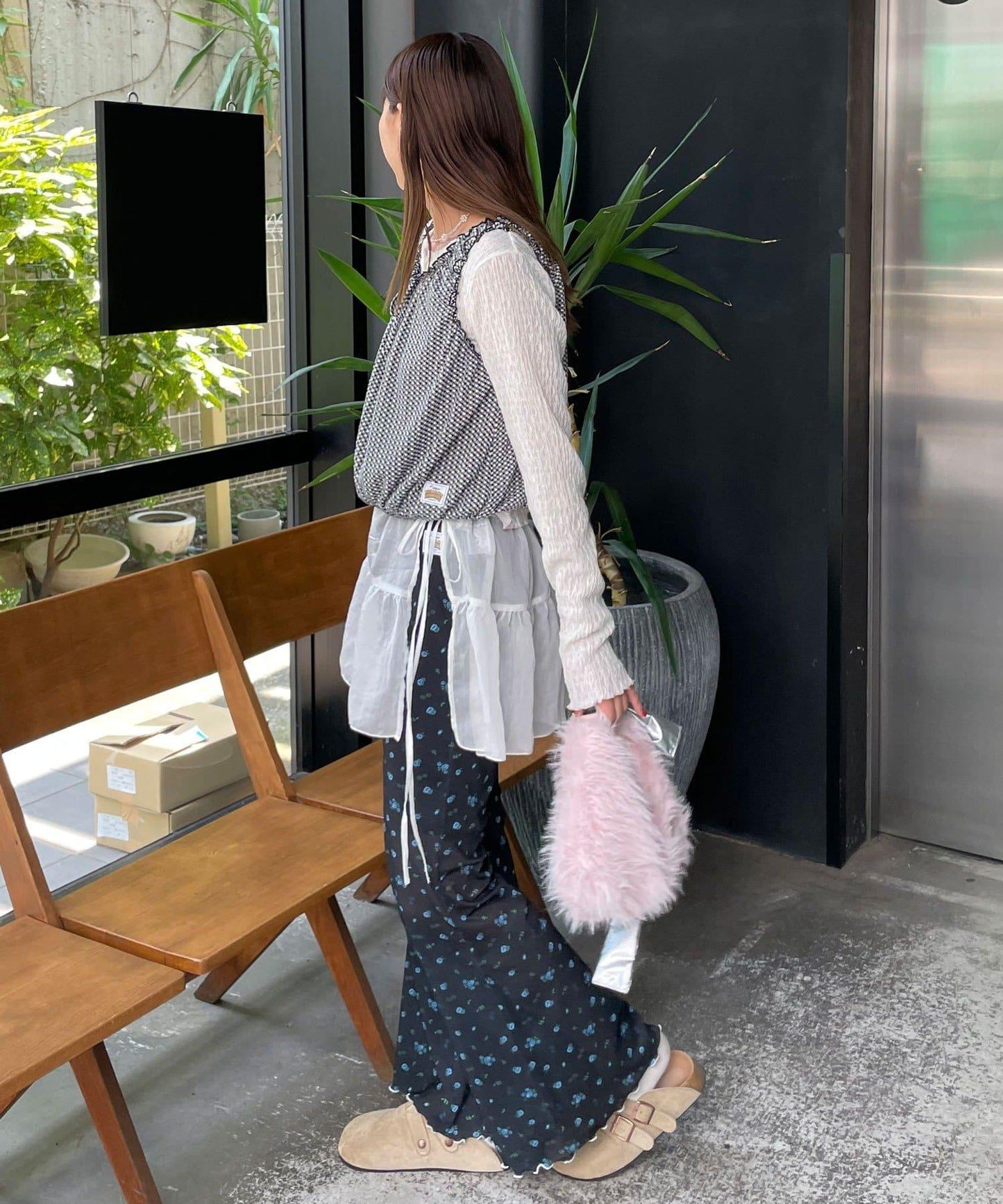 【HELLO.SANFRANCISCO/哈羅舊金山】花色絨布印花喇叭褲