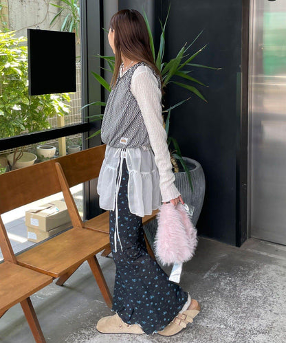 【HELLO.SANFRANCISCO/哈羅舊金山】花色絨布印花喇叭褲