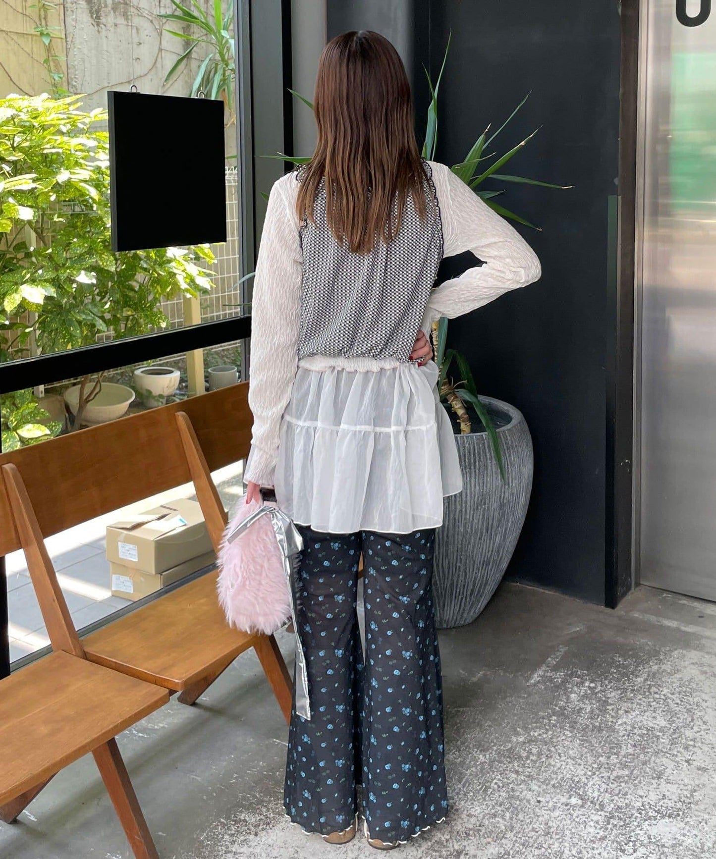 【HELLO.SANFRANCISCO/哈羅舊金山】花色絨布印花喇叭褲