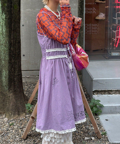 【HELLO.SANFRANCISCO/你好，舊金山】塗鴉風印花蕾絲背心連衣裙