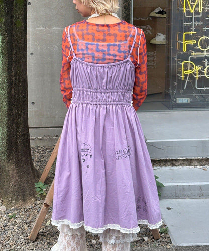 【HELLO.SANFRANCISCO/你好，舊金山】塗鴉風印花蕾絲背心連衣裙