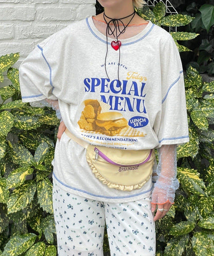 【HELLO.SANFRANCISCO/你好，舊金山】配色拼接咖啡館菜單T恤