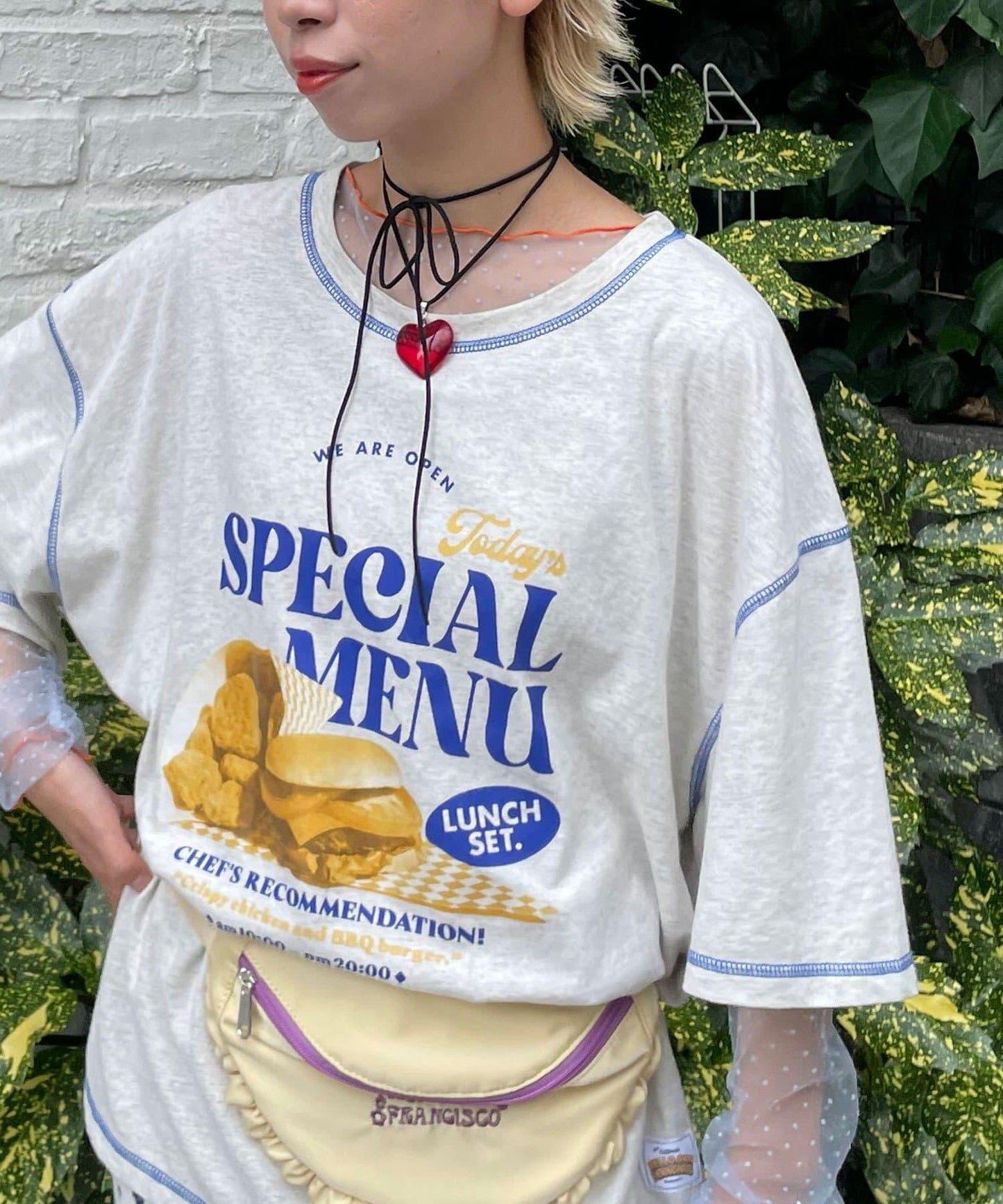 【HELLO.SANFRANCISCO/你好，舊金山】配色拼接咖啡館菜單T恤