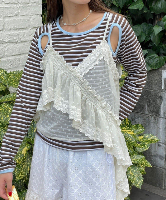 【HELLO.SANFRANCISCO/哈羅舊金山】不對稱荷葉邊點點蕾絲吊帶