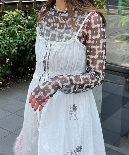 【HELLO.SANFRANCISCO/你好，舊金山】塗鴉風印花蕾絲背心連衣裙