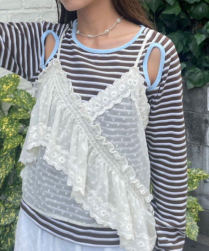 【HELLO.SANFRANCISCO/哈羅舊金山】不對稱荷葉邊點點蕾絲吊帶