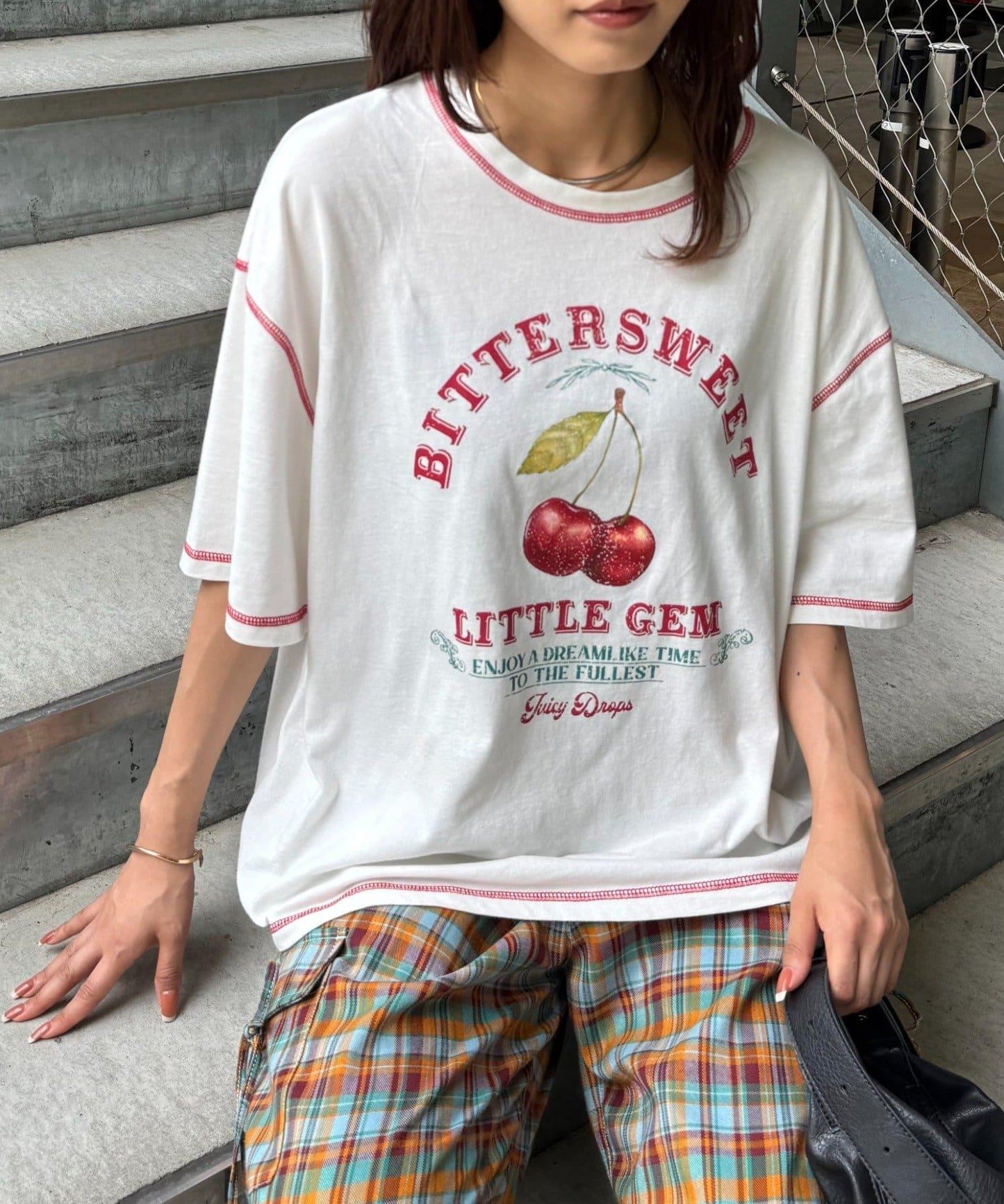 H.S配色拼接咖啡館菜單T恤