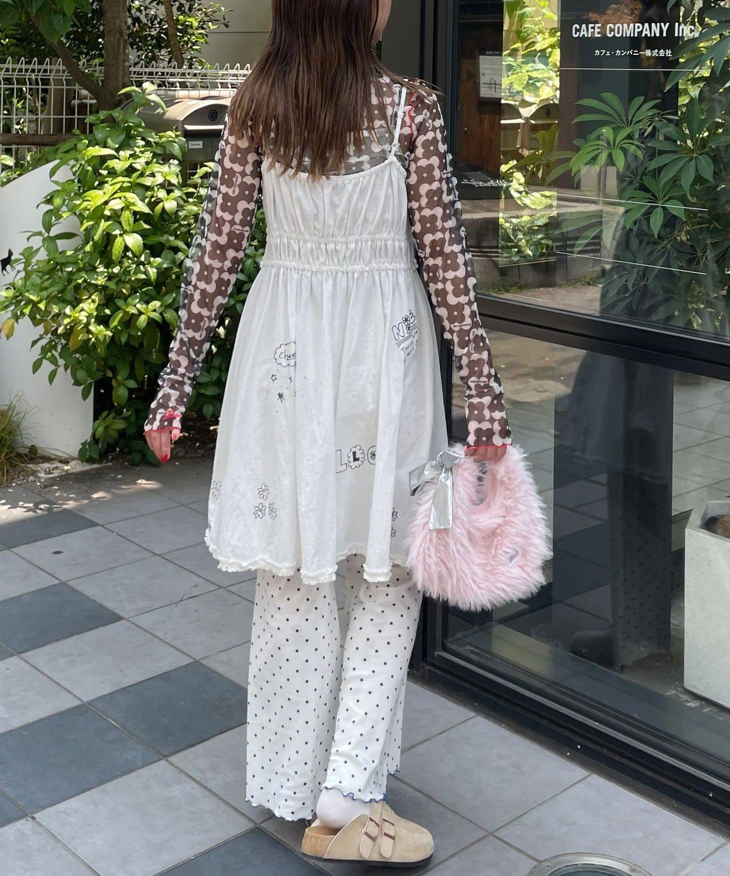 【HELLO.SANFRANCISCO/你好，舊金山】塗鴉風印花蕾絲背心連衣裙