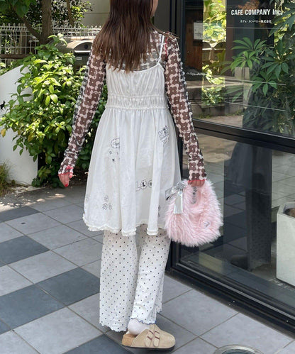 【HELLO.SANFRANCISCO/你好，舊金山】塗鴉風印花蕾絲背心連衣裙