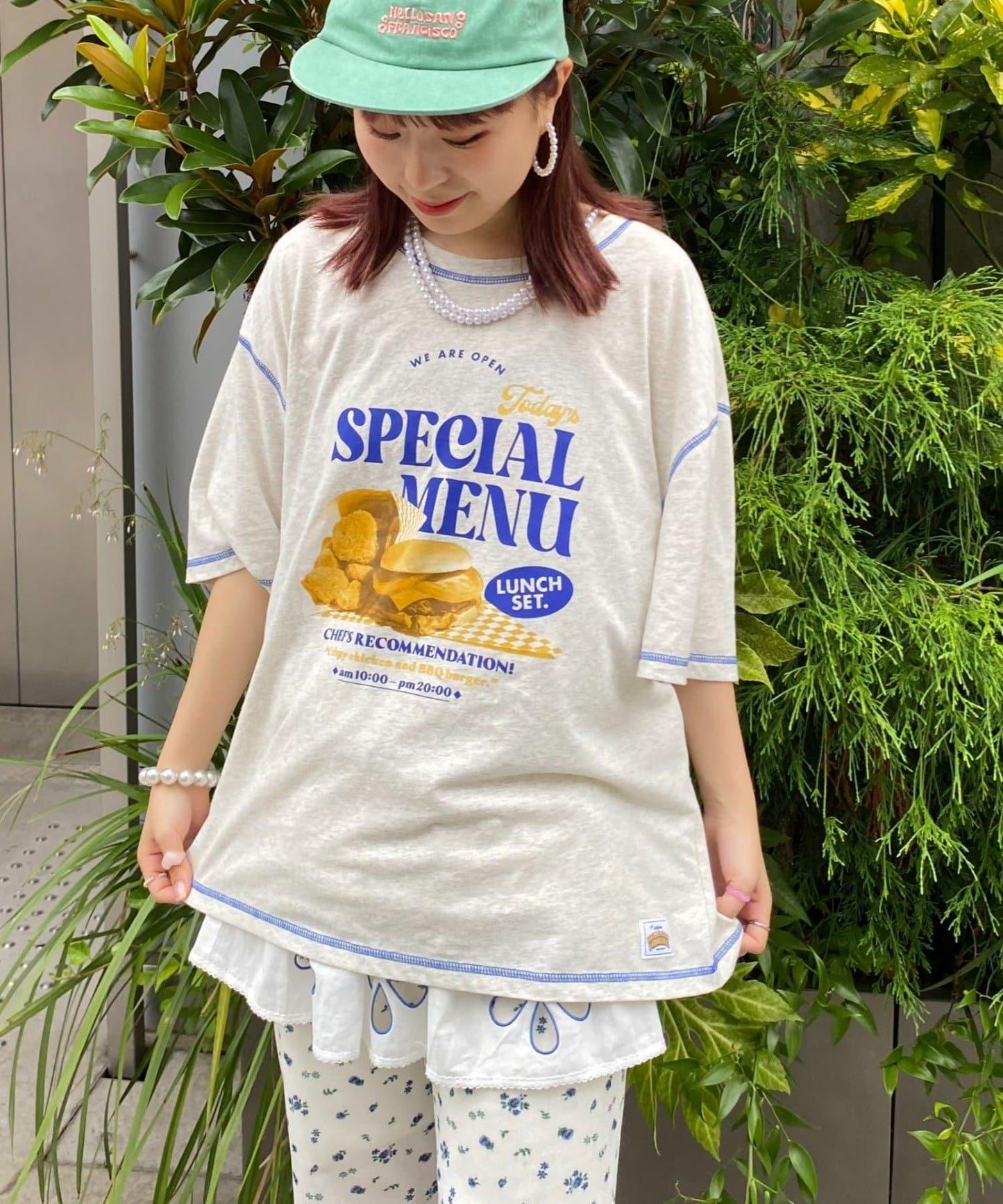 H.S配色拼接咖啡館菜單T恤