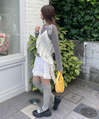 【HELLO.SANFRANCISCO/哈羅舊金山】不對稱荷葉邊點點蕾絲吊帶