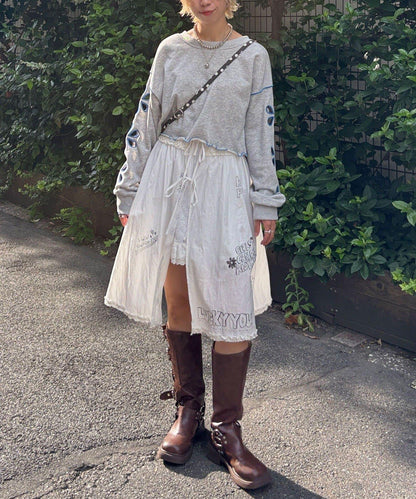 【HELLO.SANFRANCISCO/你好，舊金山】塗鴉風印花蕾絲背心連衣裙