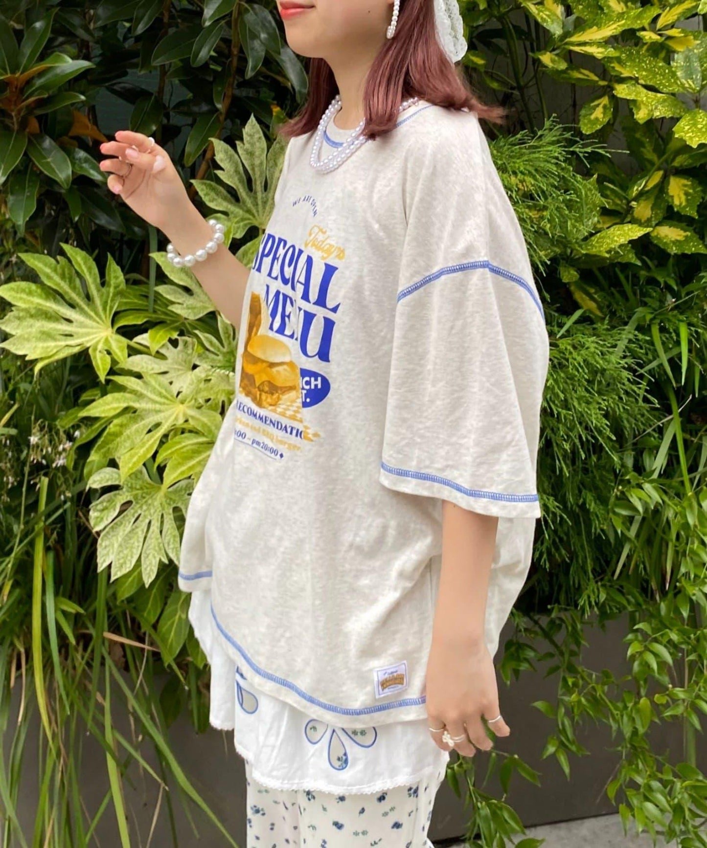 H.S配色拼接咖啡館菜單T恤