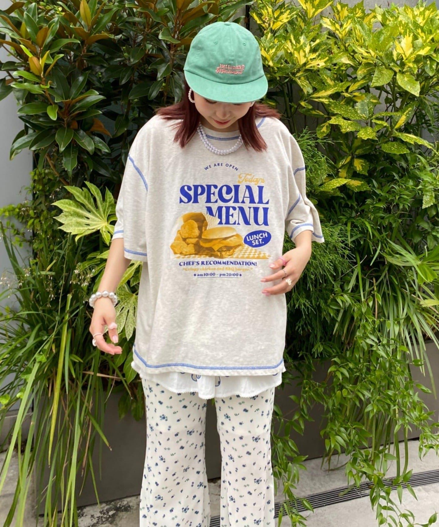 H.S配色拼接咖啡館菜單T恤