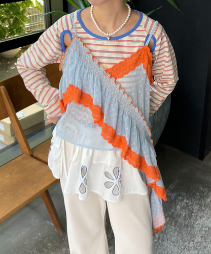 【HELLO.SANFRANCISCO/哈羅舊金山】不對稱荷葉邊點點蕾絲吊帶