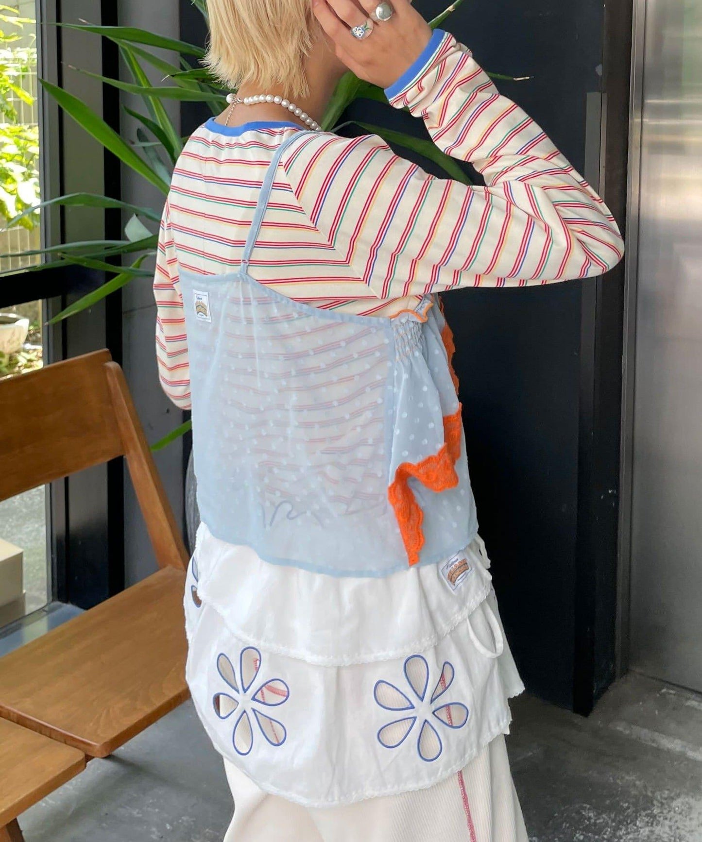 【HELLO.SANFRANCISCO/哈羅舊金山】不對稱荷葉邊點點蕾絲吊帶