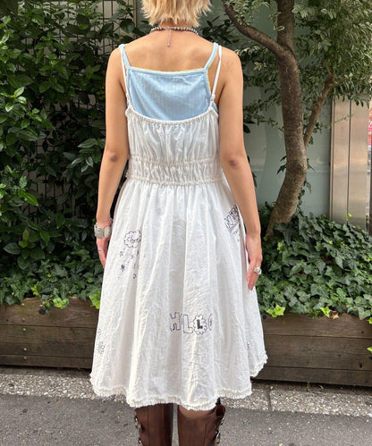 【HELLO.SANFRANCISCO/你好，舊金山】塗鴉風印花蕾絲背心連衣裙