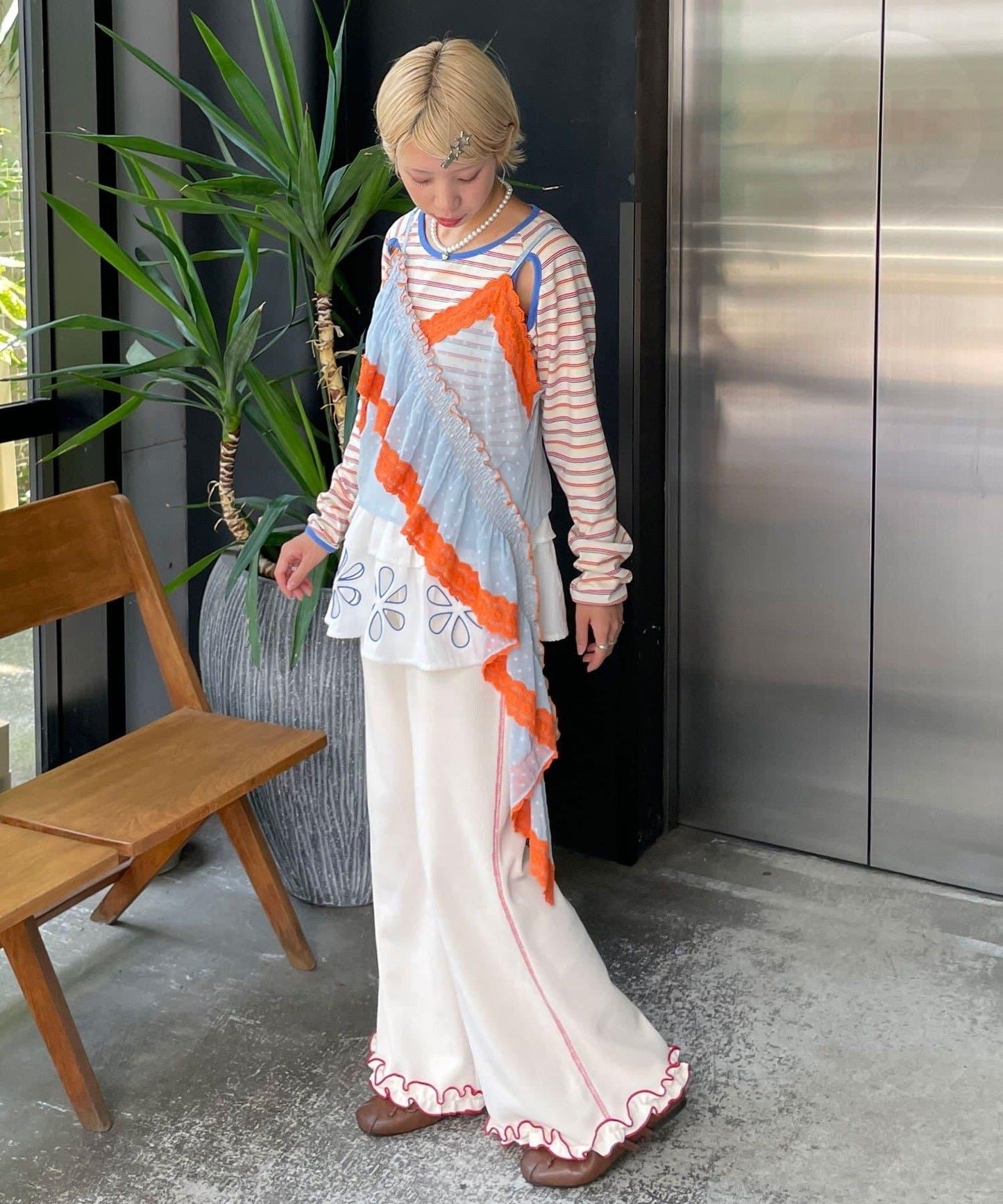 【HELLO.SANFRANCISCO/哈羅舊金山】不對稱荷葉邊點點蕾絲吊帶