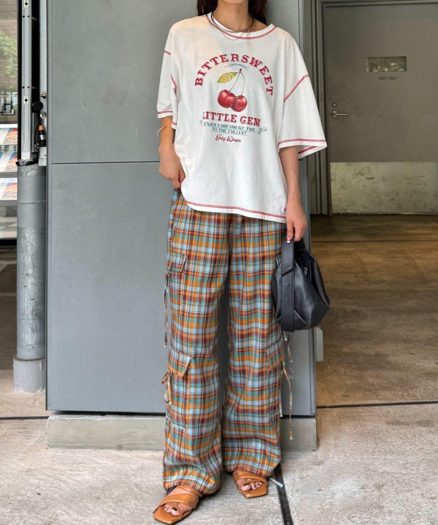 H.S配色拼接咖啡館菜單T恤