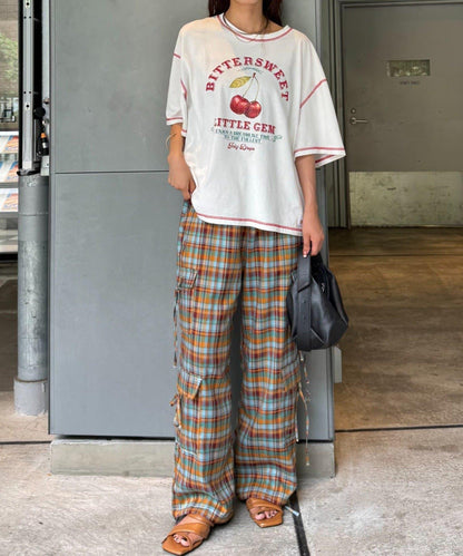 H.S配色拼接咖啡館菜單T恤