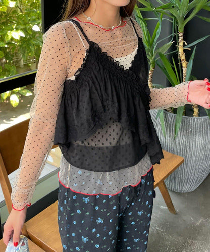 【HELLO.SANFRANCISCO/哈羅舊金山】不對稱荷葉邊點點蕾絲吊帶