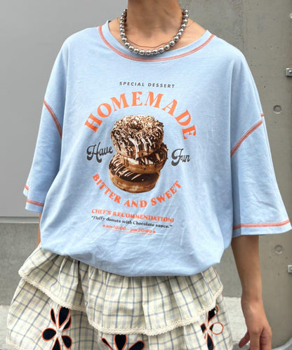 H.S配色拼接咖啡館菜單T恤