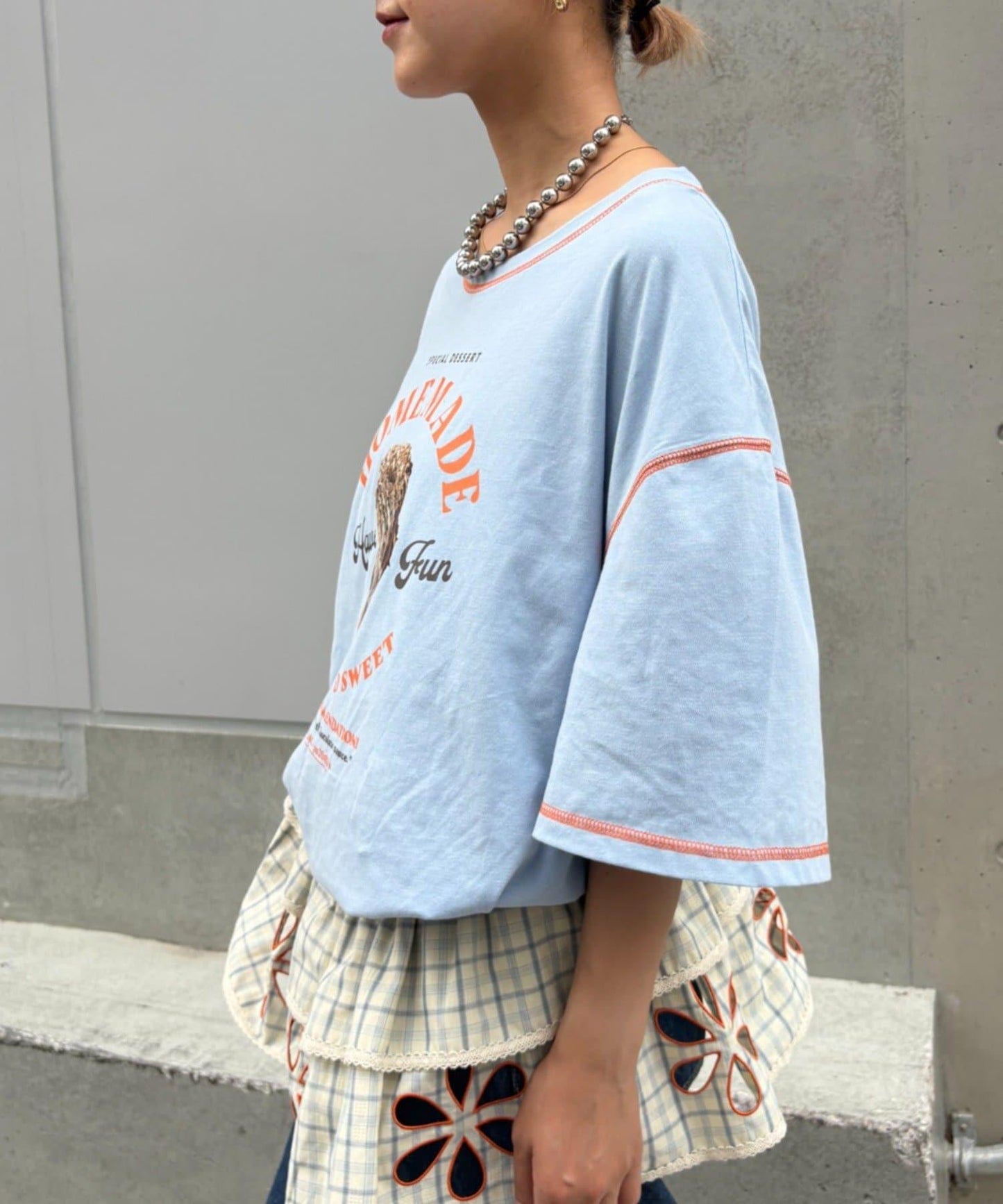 H.S配色拼接咖啡館菜單T恤